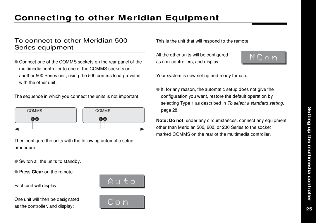 Meridian America 562V.2 manual Connecting to other Meridian Equipment, To connect to other Meridian 500 Series equipment 