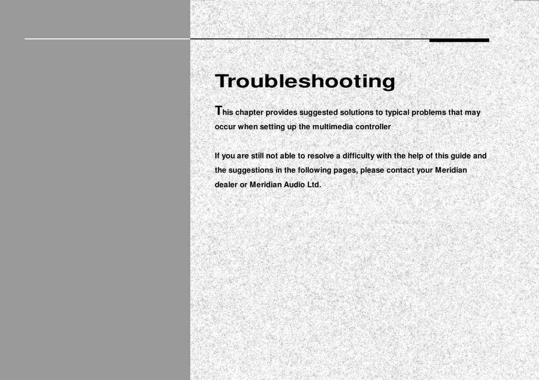 Meridian America 562V.2 manual Troubleshooting 