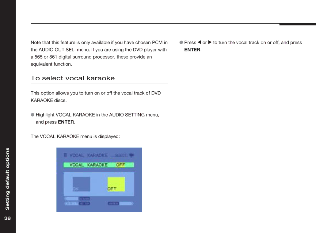 Meridian America 586 manual To select vocal karaoke 