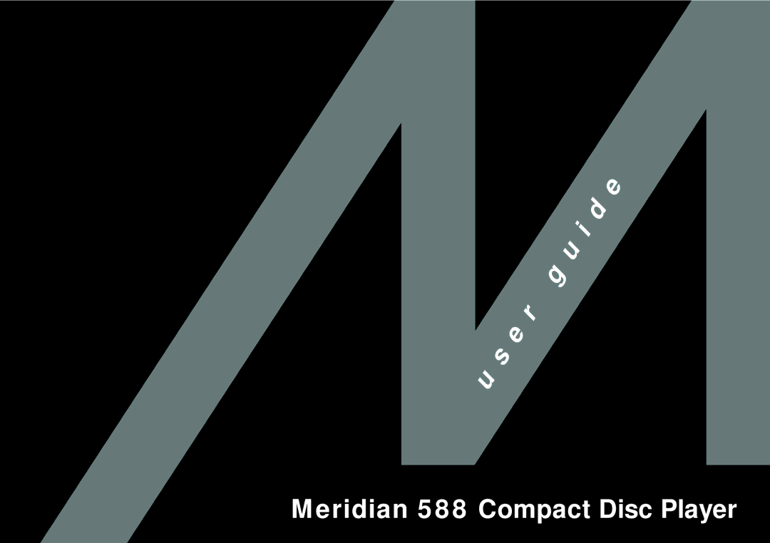 Meridian America manual Meridian 588 Compact Disc Player 