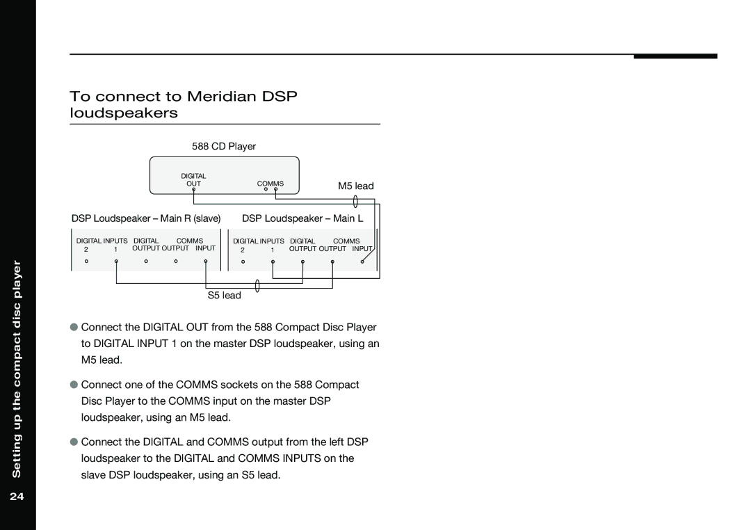 Meridian America 588 manual To connect to Meridian DSP loudspeakers 