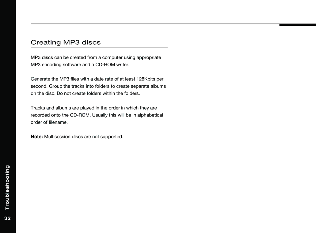 Meridian America 588 manual Creating MP3 discs 