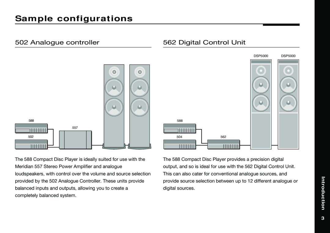 Meridian America 588 manual Sample configurations, Analogue controller Digital Control Unit 