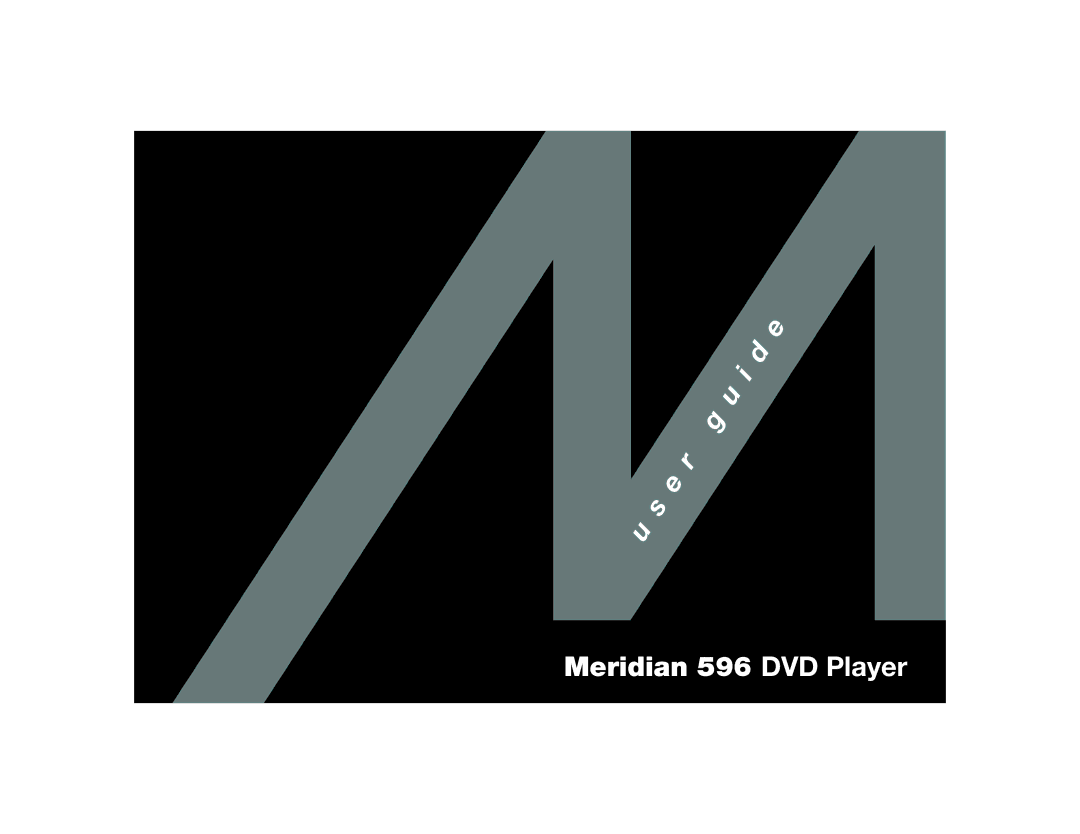 Meridian America manual Meridian 596 DVD Player 