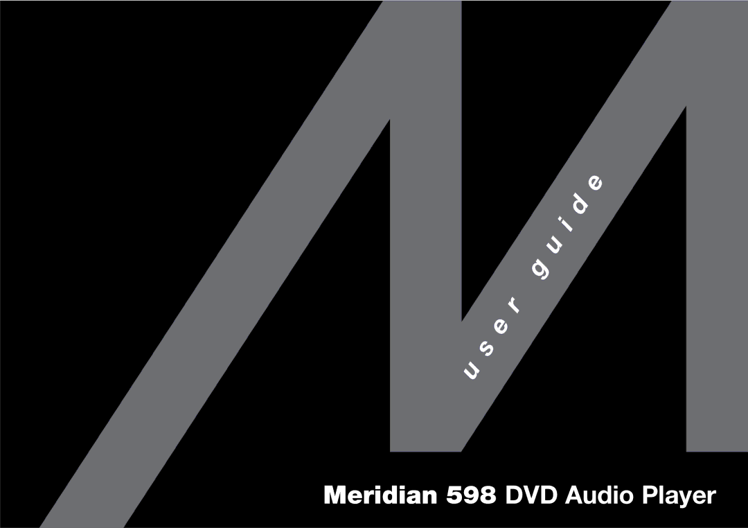 Meridian America manual Meridian 598 DVD Audio Player 