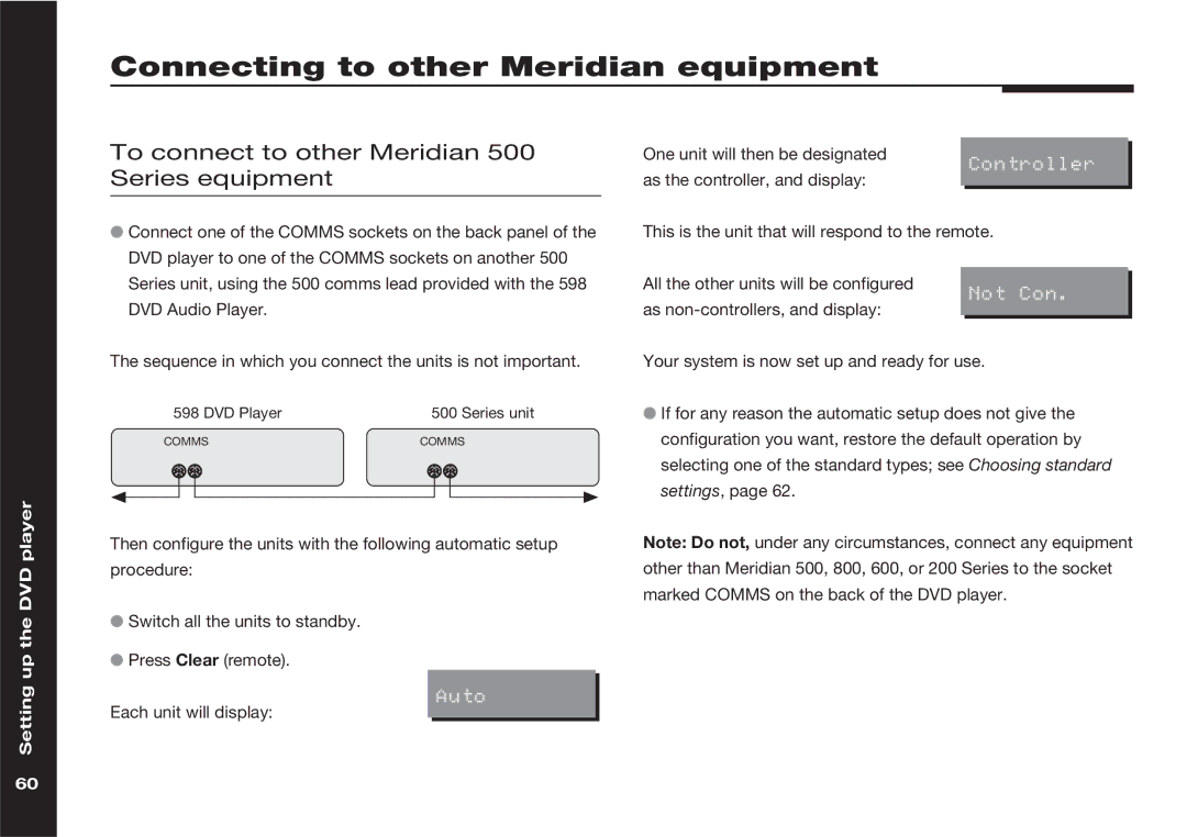 Meridian America 598 manual Connecting to other Meridian equipment, To connect to other Meridian 500 Series equipment 