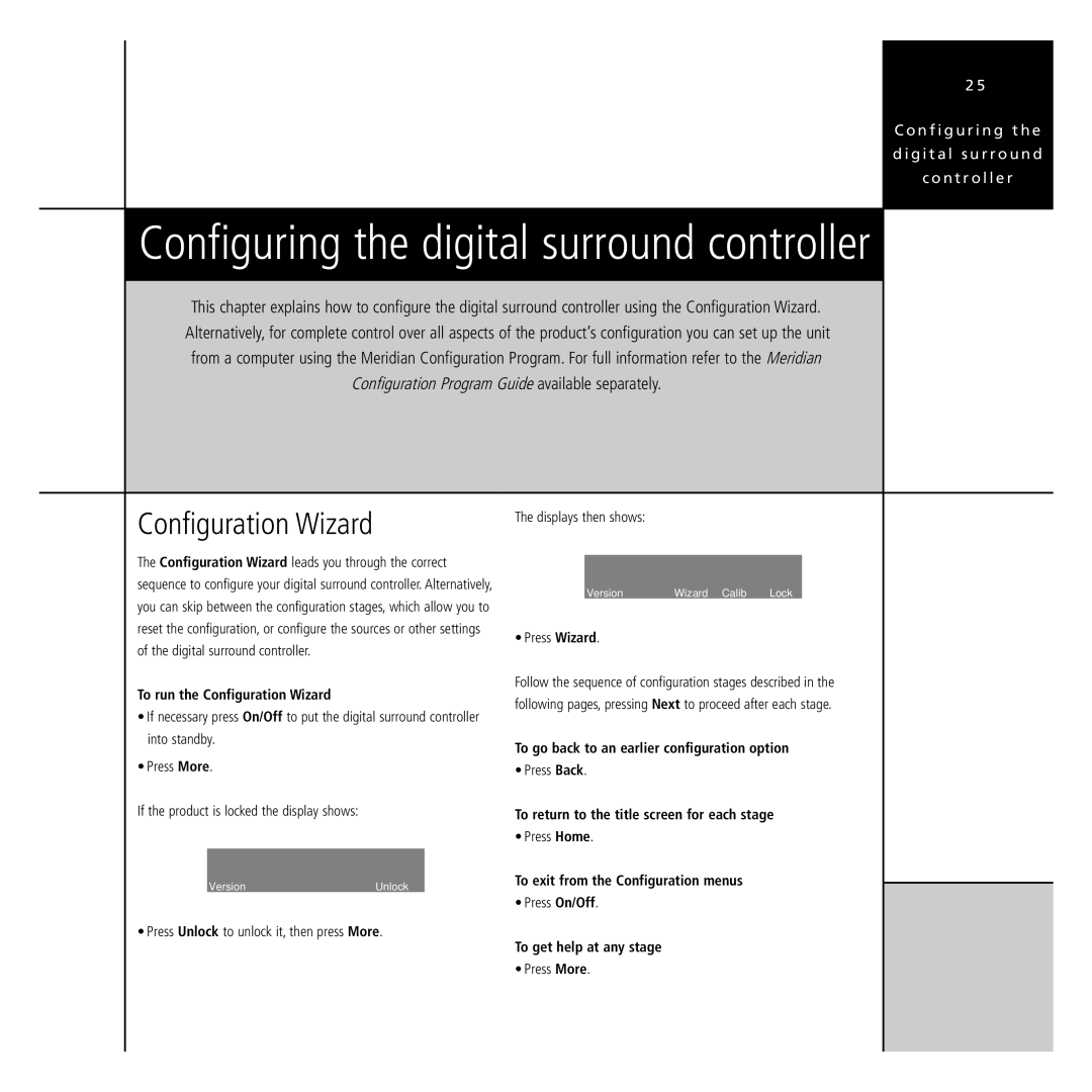 Meridian America G68 manual Configuration Wizard 