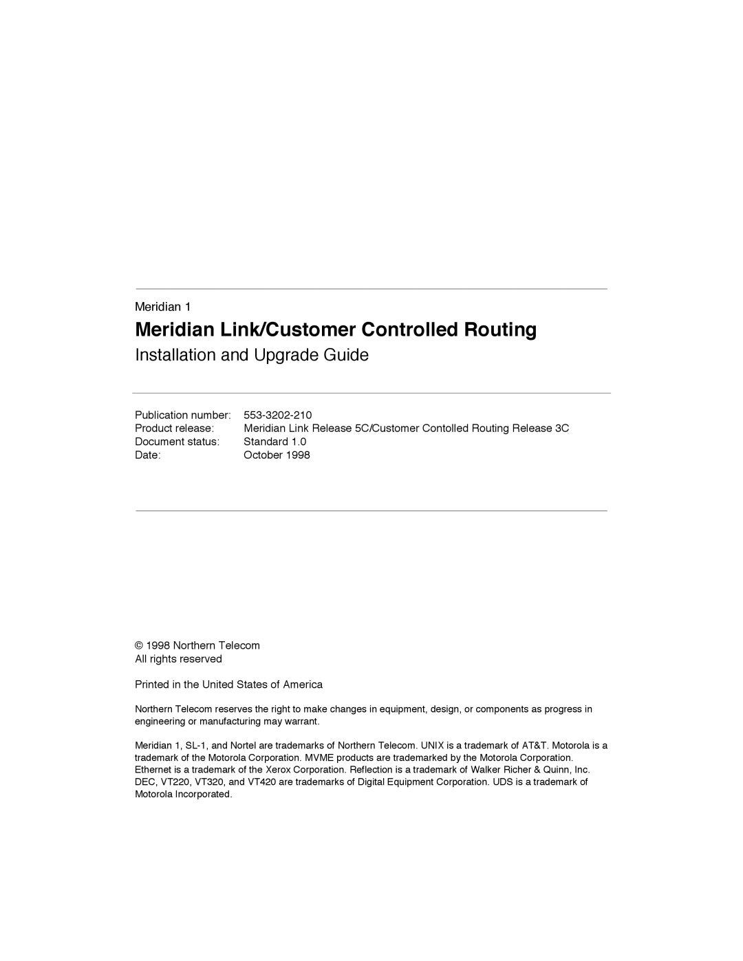 Meridian America manual Meridian Link/Customer Controlled Routing 