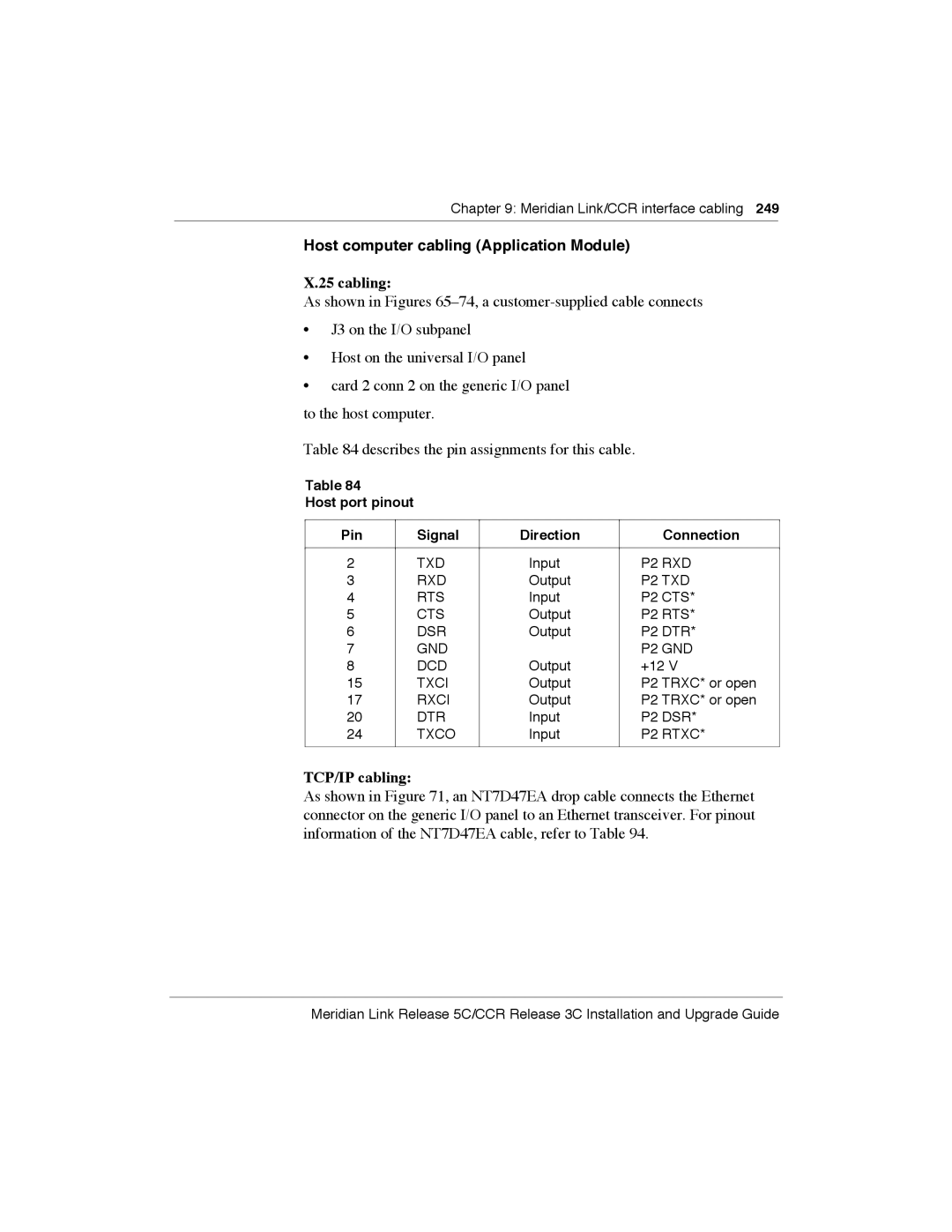 Meridian America Link/Customer Controlled Routing manual Host computer cabling Application Module 