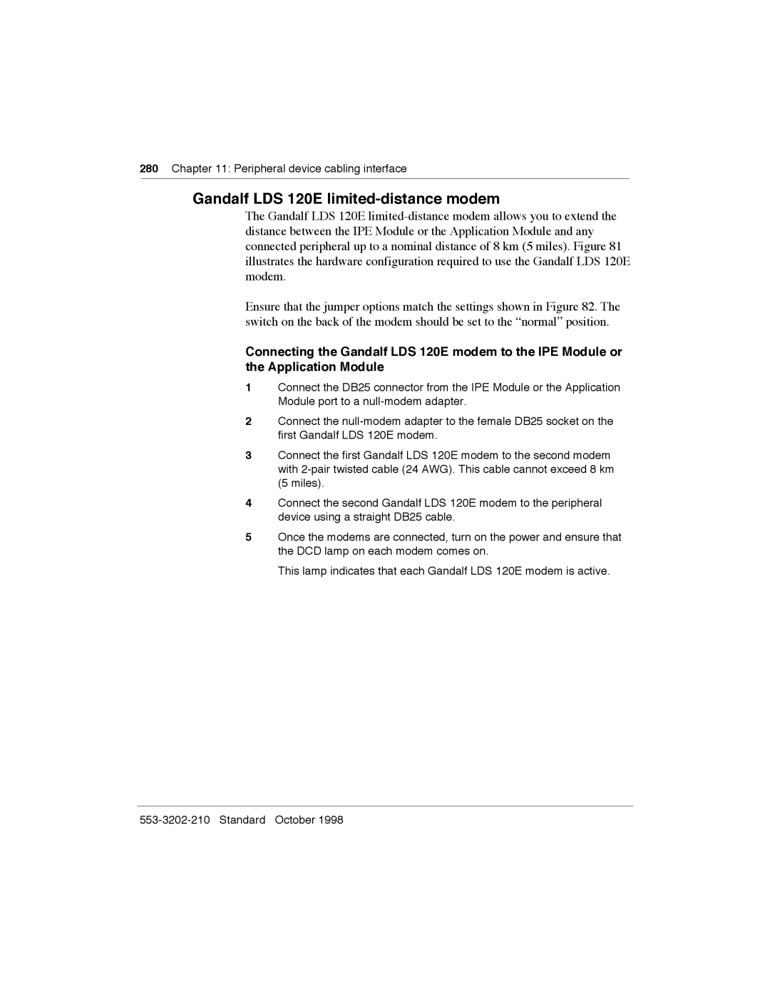 Meridian America Link/Customer Controlled Routing manual Gandalf LDS 120E limited-distance modem 