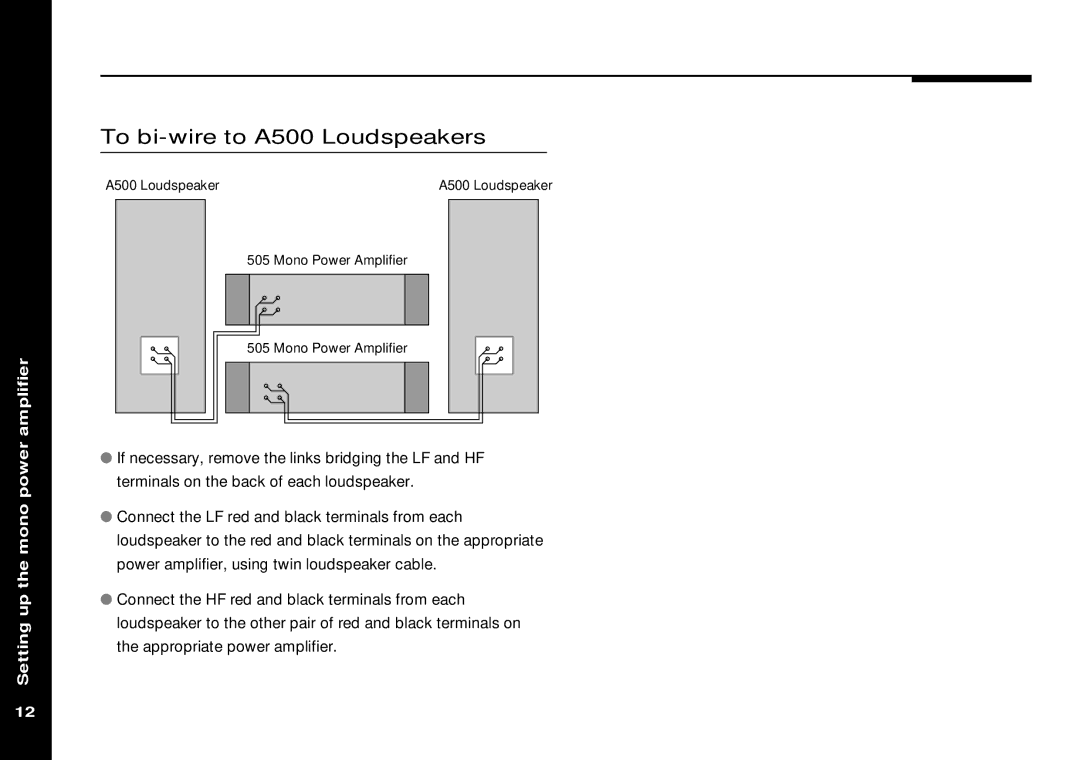 Meridian America Meridian 505 manual To bi-wire to A500 Loudspeakers 