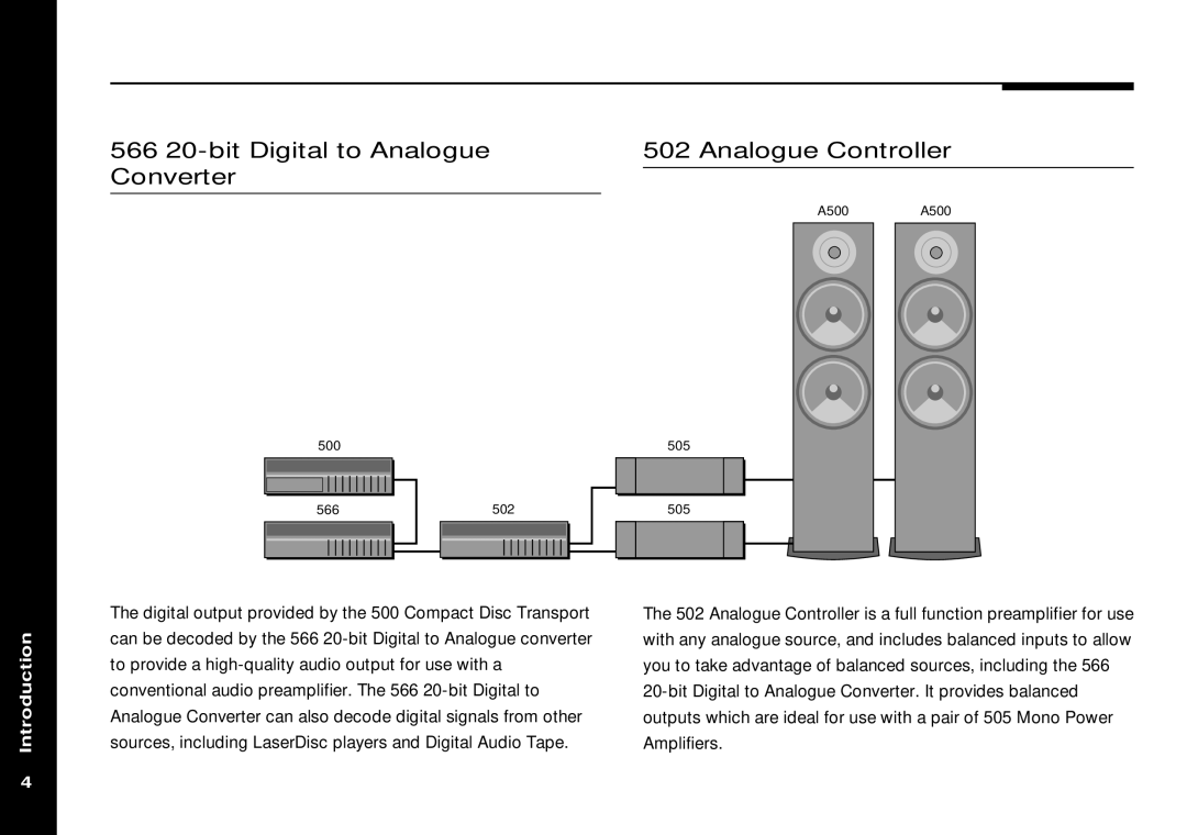 Meridian America Meridian 505 manual 566 20-bit Digital to Analogue Converter, Analogue Controller 