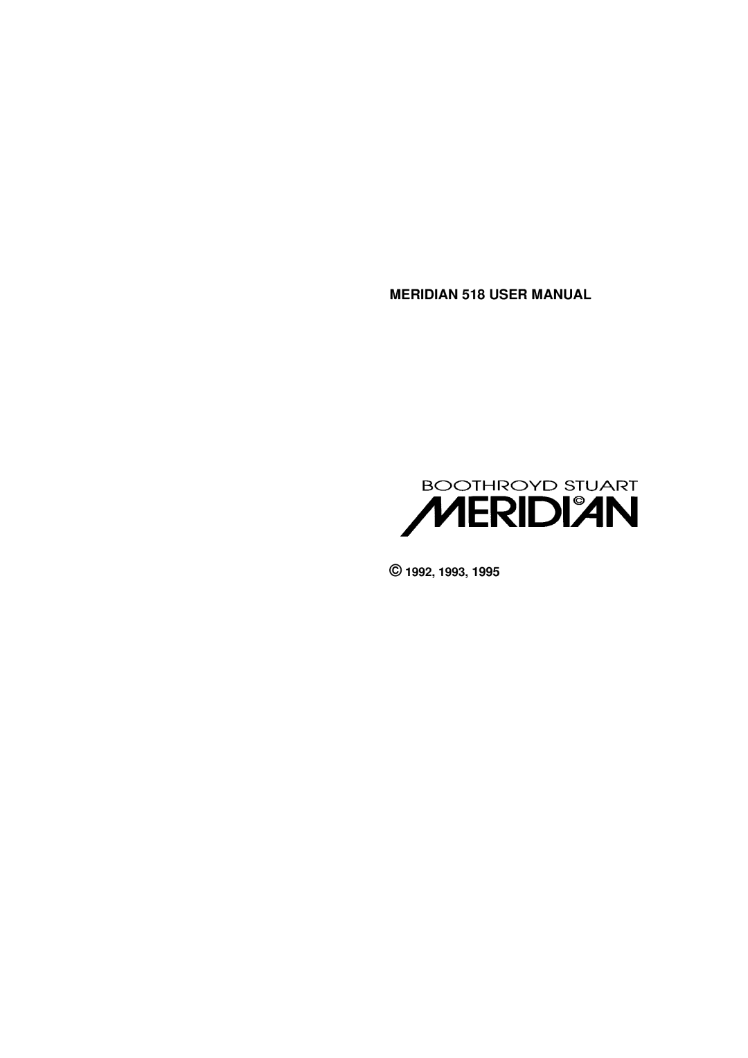 Meridian America Meridian 518 manual 1992, 1993 