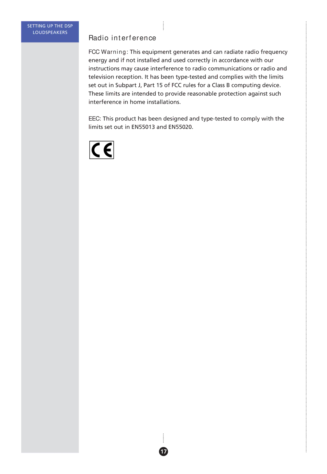 Meridian America Meridian DSP, DSP Loudspeaker manual Radio interference 