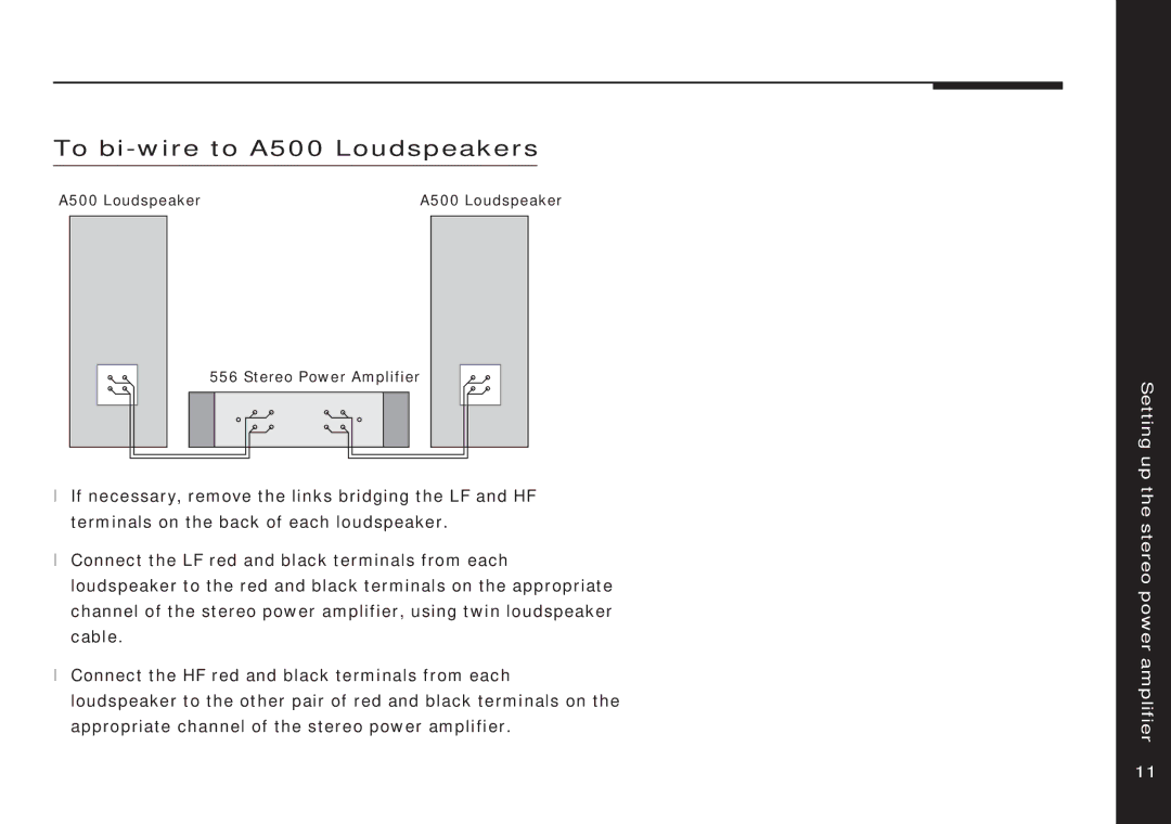 Meridian Audio 556 manual To bi-wire to A500 Loudspeakers 