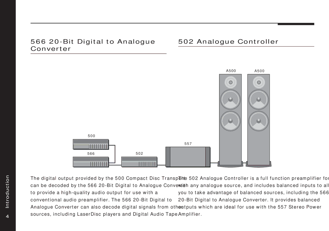 Meridian Audio 556 manual 566 20-Bit Digital to Analogue Analogue Controller Converter 