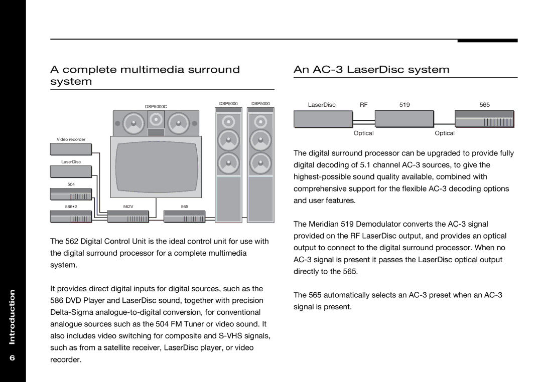 Meridian Audio 565 manual Complete multimedia surround system, An AC-3 LaserDisc system 