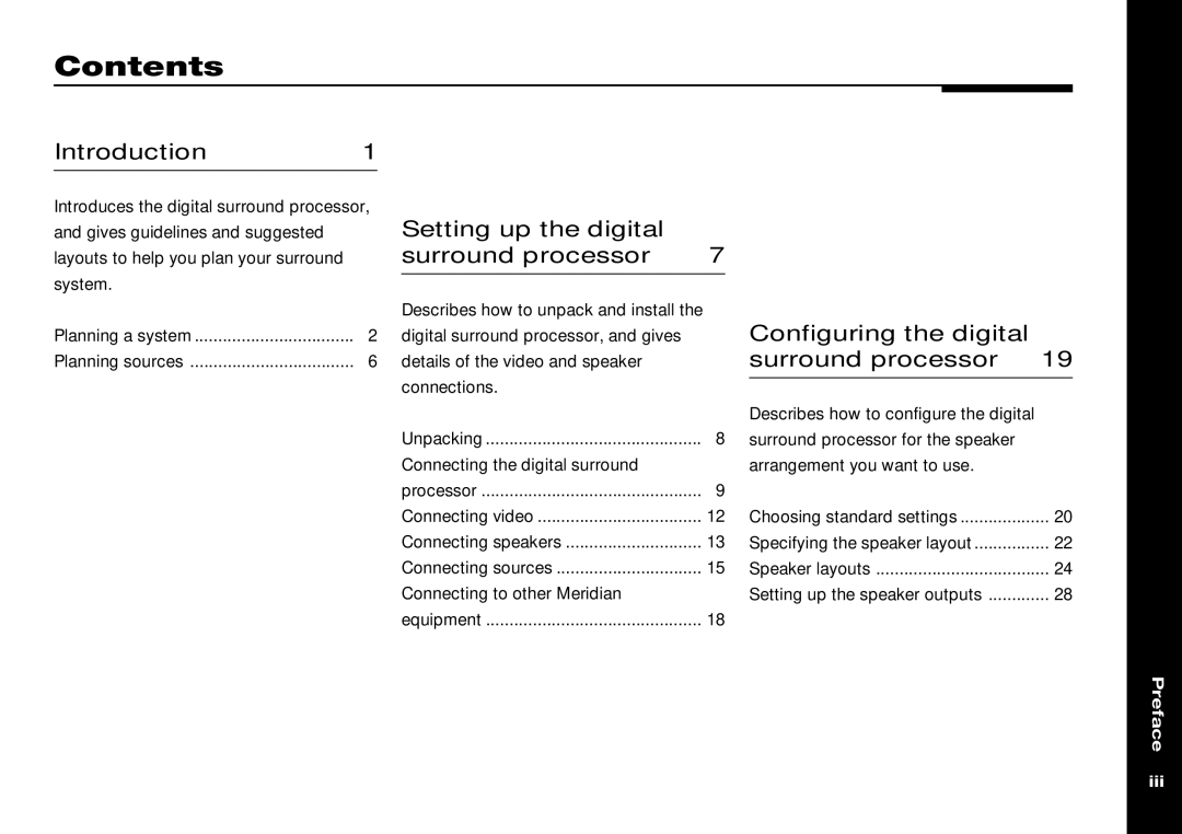 Meridian Audio 565 manual Contents 