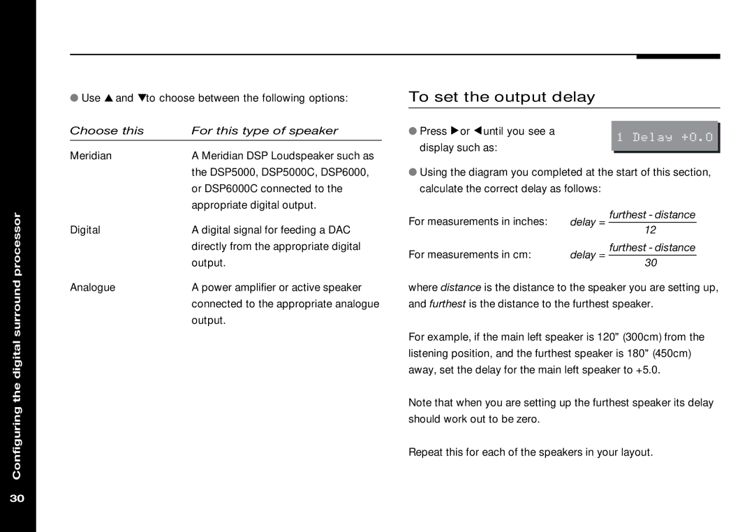 Meridian Audio 565 manual To set the output delay 