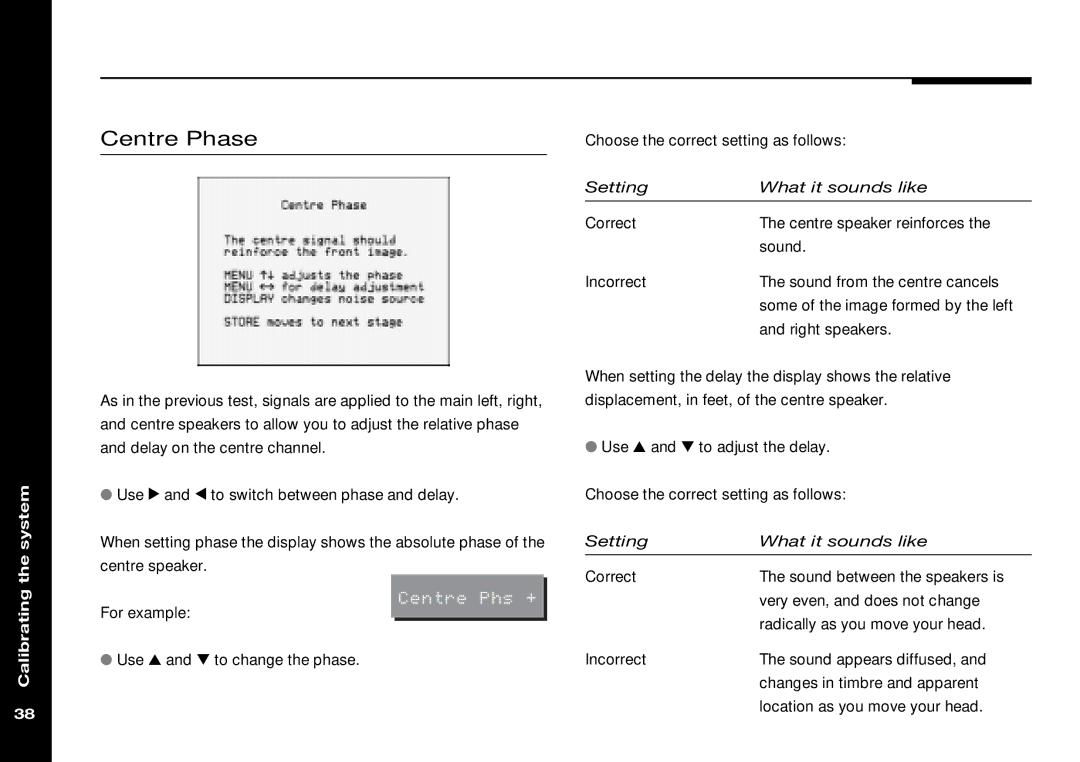 Meridian Audio 565 manual Centre Phase 