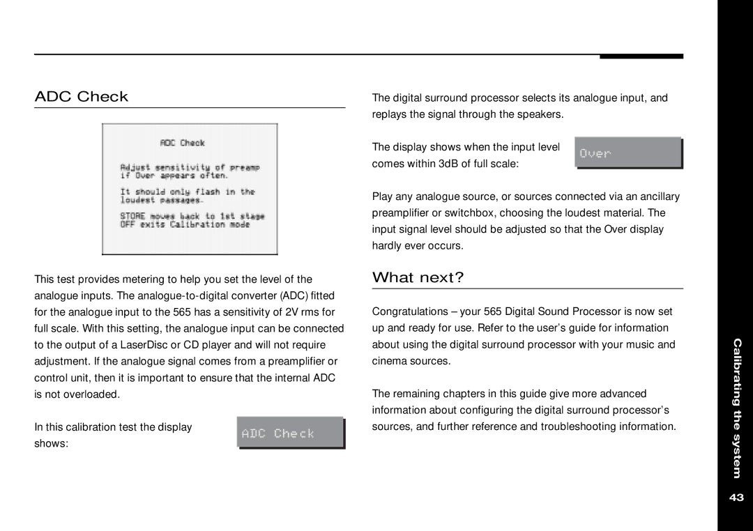 Meridian Audio 565 manual ADC Check, What next?, System 