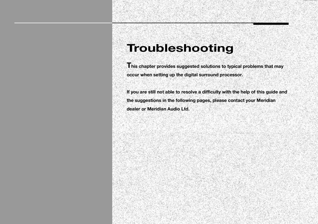 Meridian Audio 568 manual Troubleshooting 