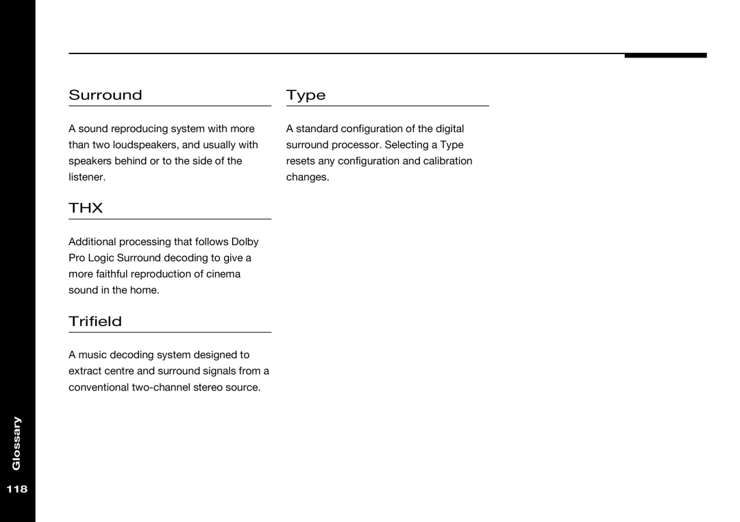 Meridian Audio 568 manual SurroundType, Thx 