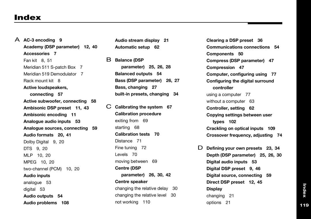 Meridian Audio 568 manual Index 