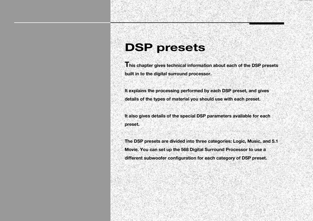 Meridian Audio 568 manual DSP presets 