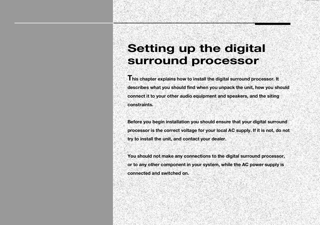 Meridian Audio 568 manual Setting up the digital surround processor 