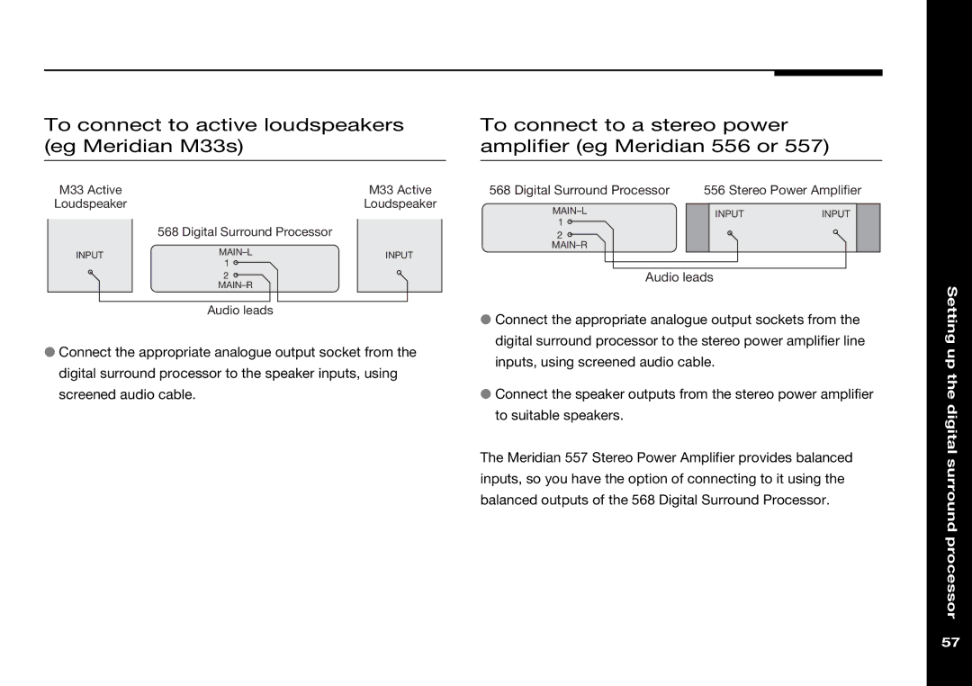 Meridian Audio 568 manual Up the digital surround processor 