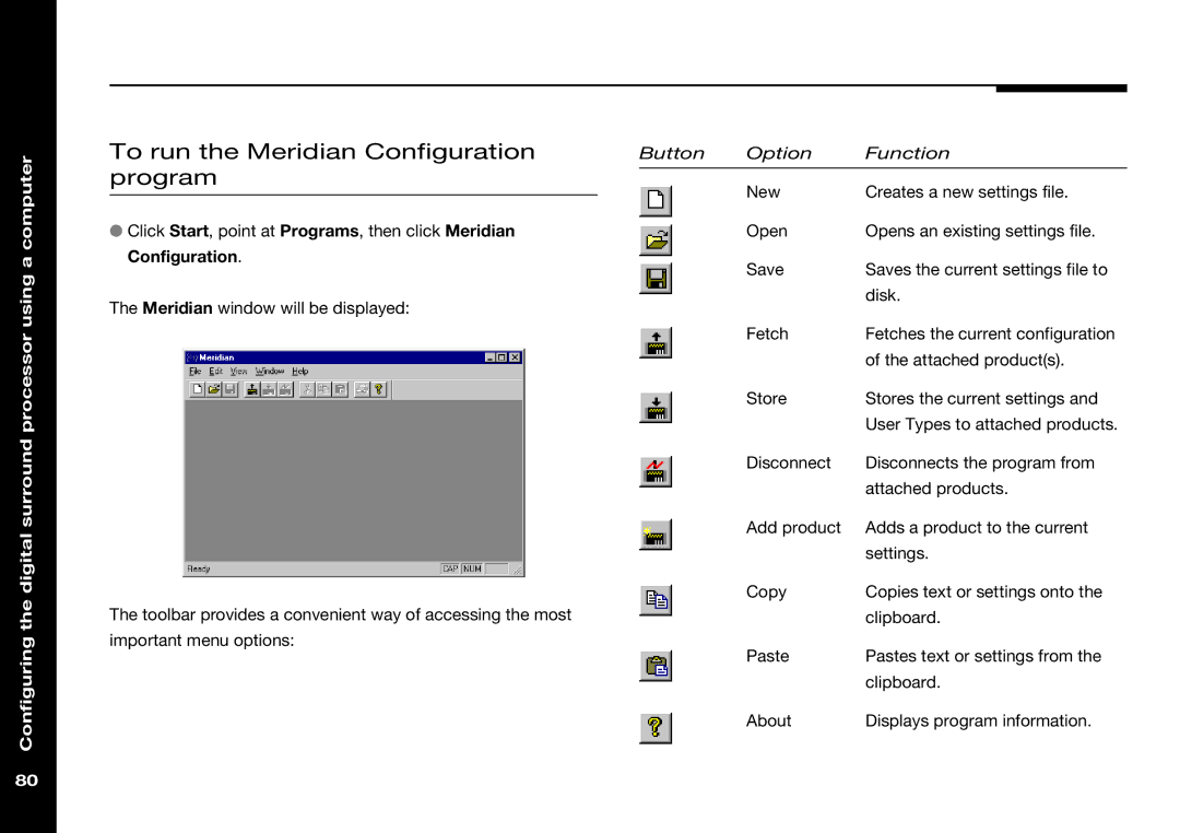 Meridian Audio 568 manual To run the Meridian Configuration 