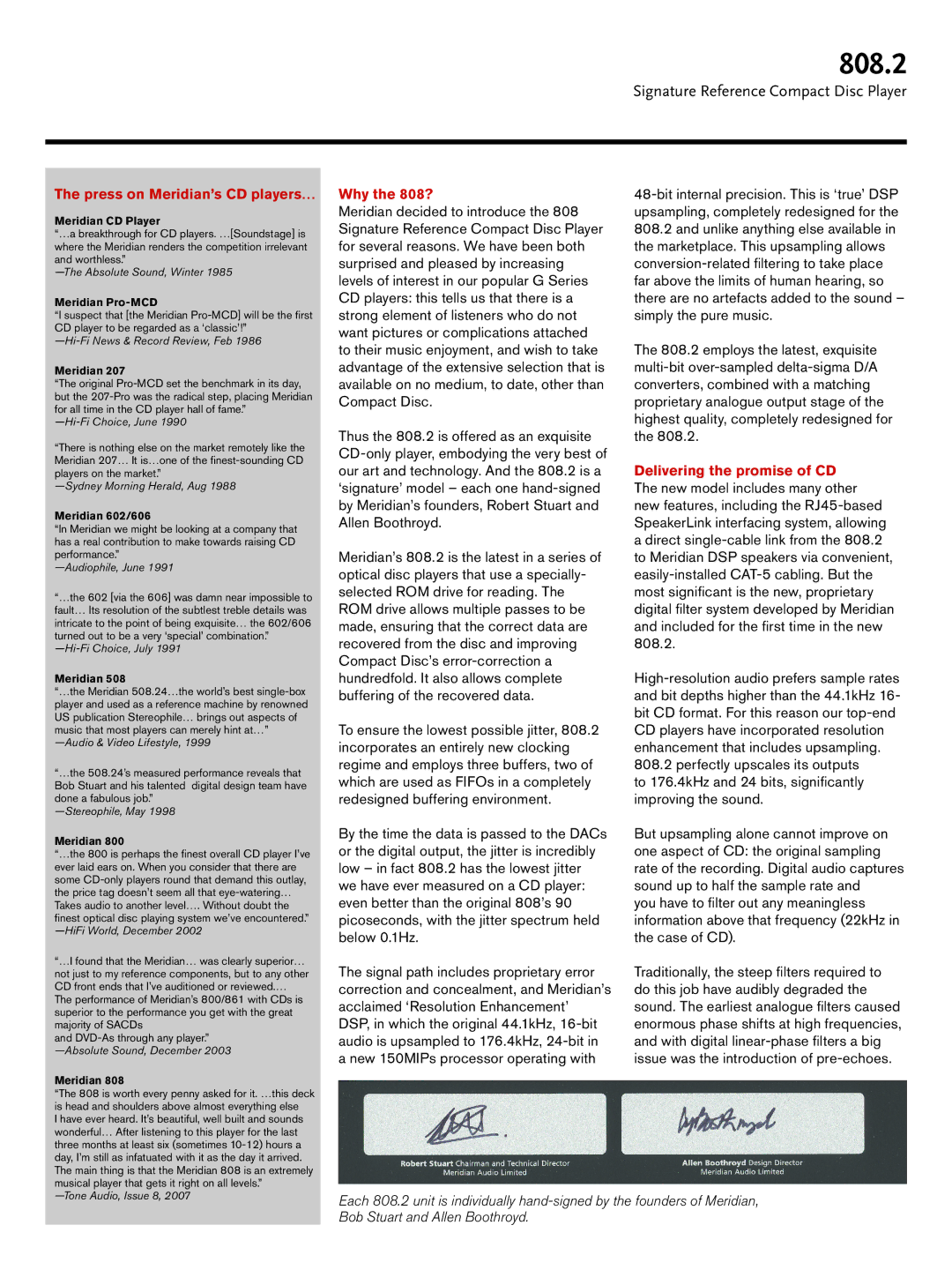 Meridian Audio 808.2 manual Press on Meridian’s CD players…, Why the 808? 