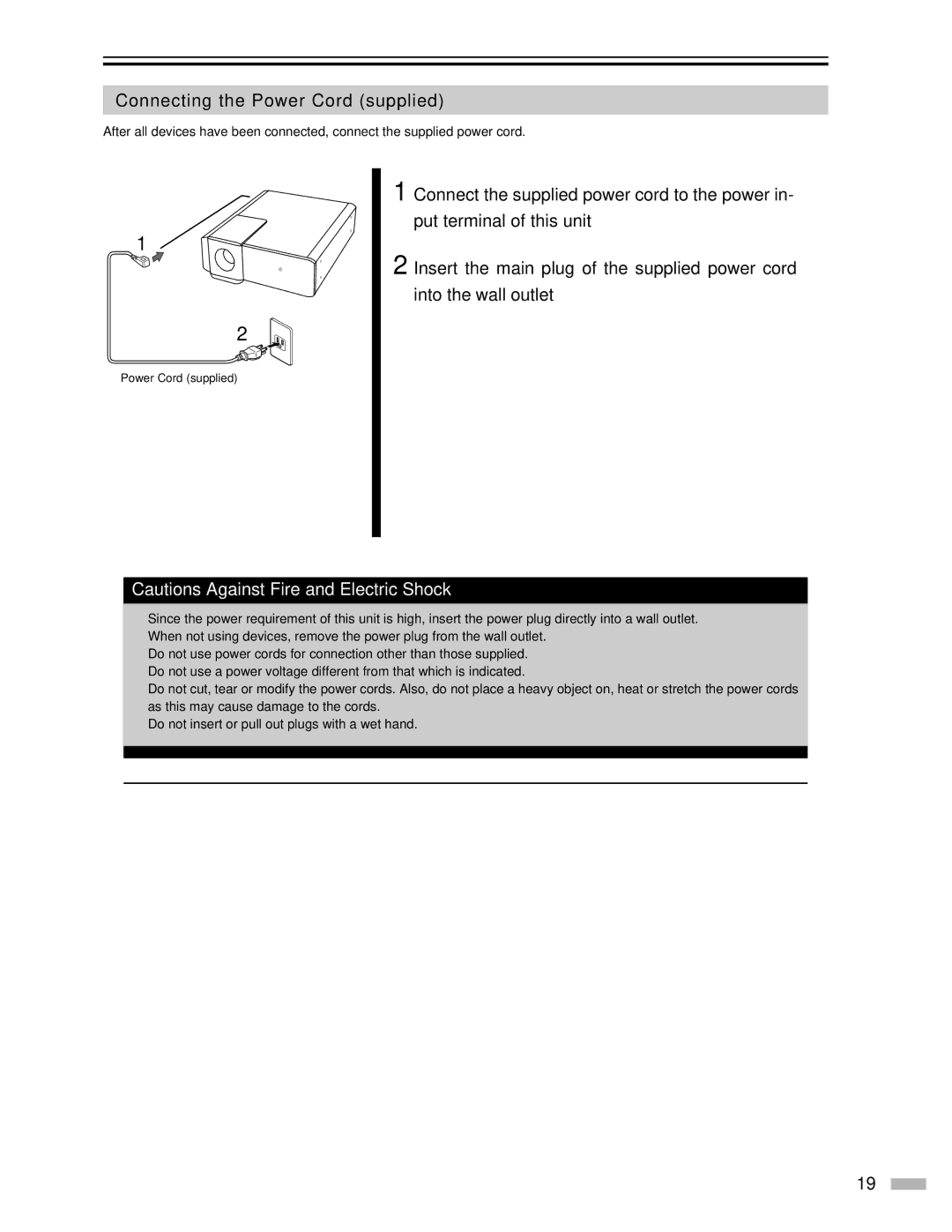 Meridian Audio DILA1080pHD warranty Connecting the Power Cord supplied 