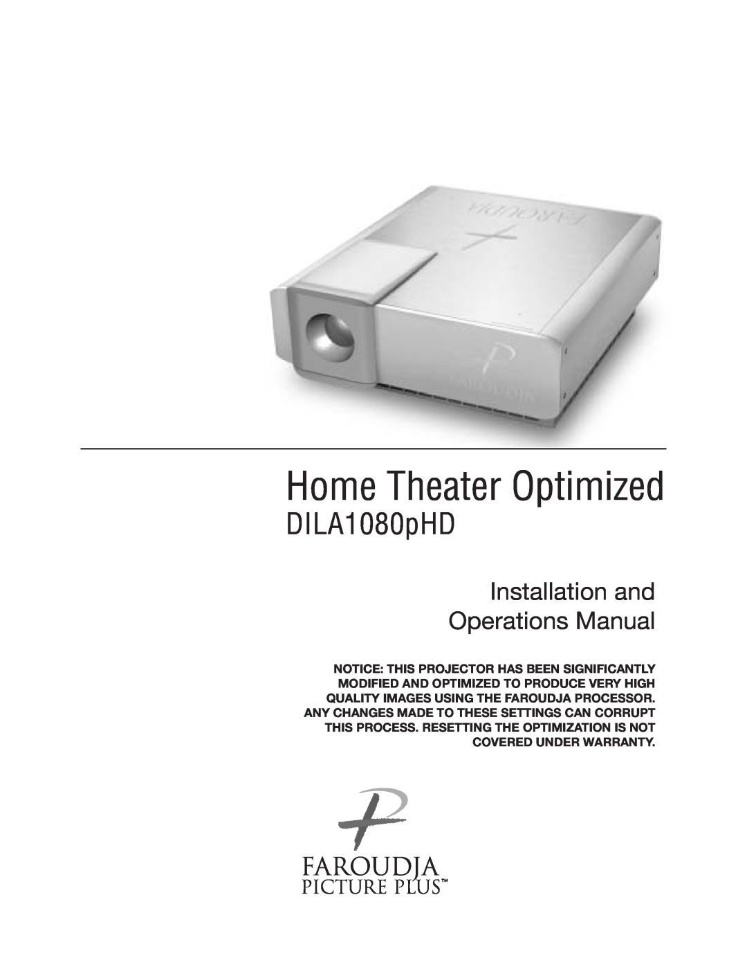 Meridian Audio DILA1080pHD warranty Home Theater Optimized, Installation and Operations Manual 