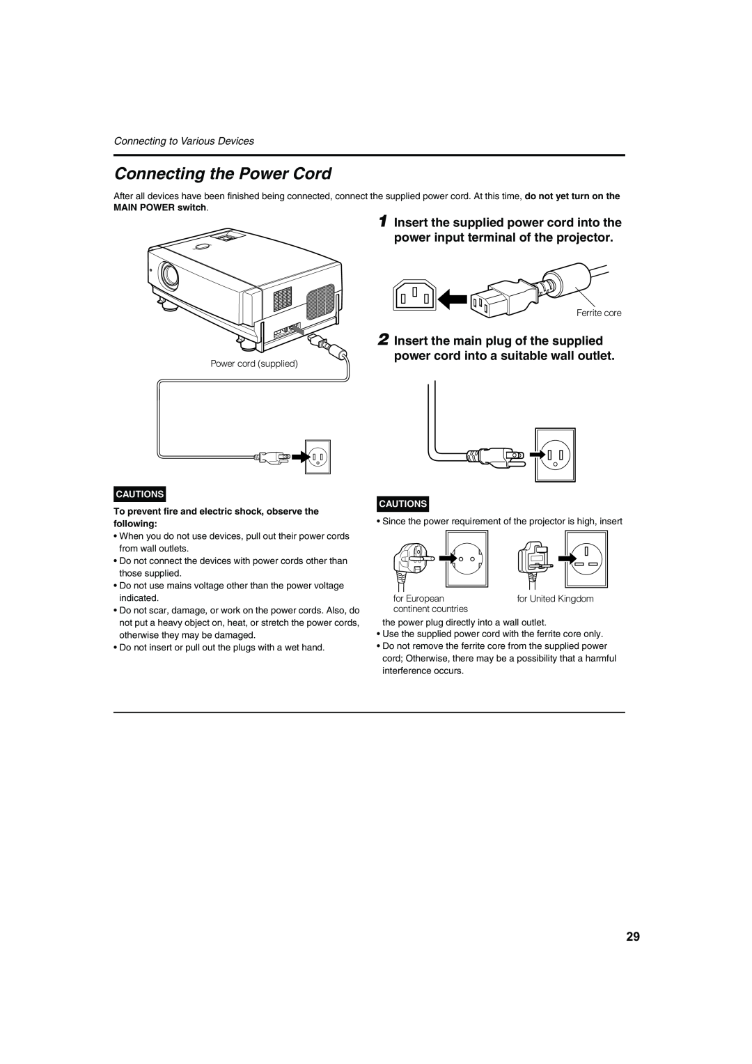 Meridian Audio FDP-DILA2 warranty Connecting the Power Cord 