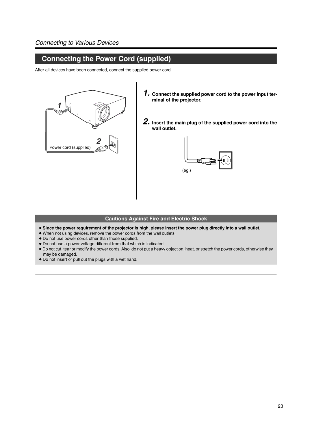 Meridian Audio FDP-DILA3 warranty Connecting the Power Cord supplied, Power cord supplied 