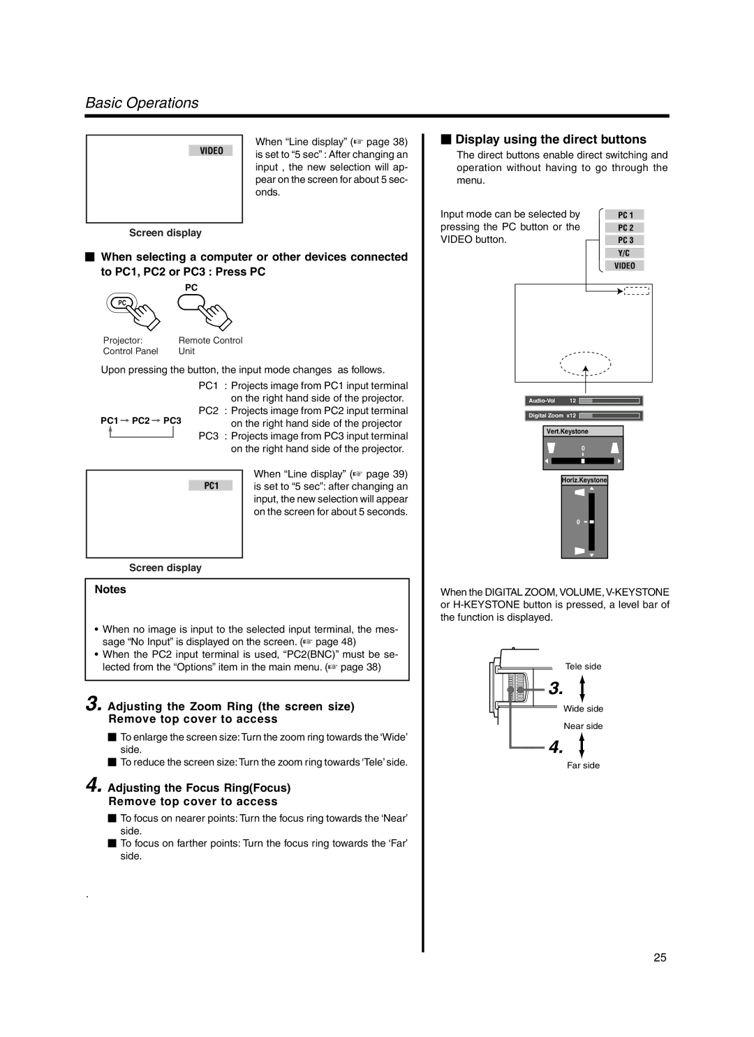 Meridian Audio FDP-DILA3 warranty Basic Operations,  Display using the direct buttons 