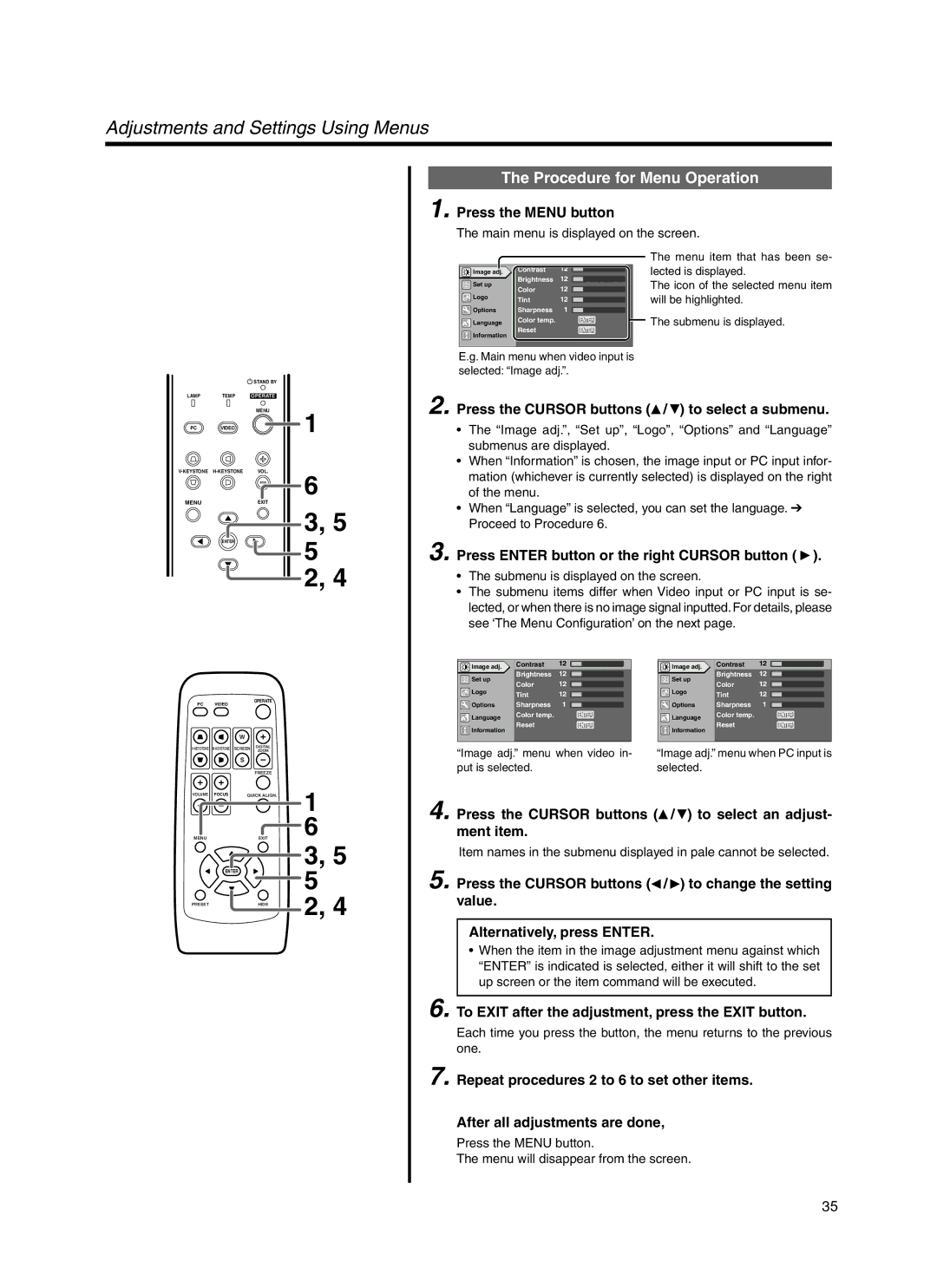 Meridian Audio FDP-DILA3 warranty Procedure for Menu Operation 