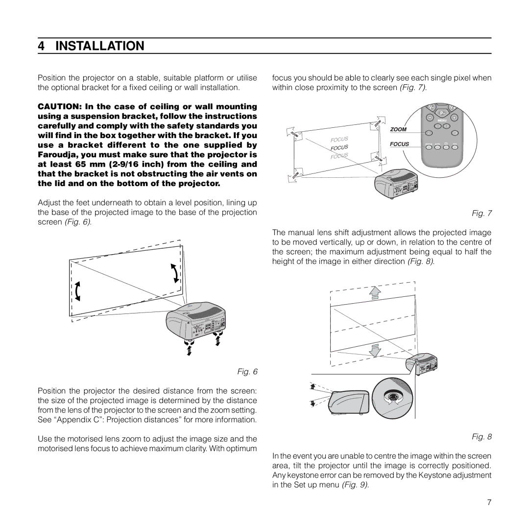 Meridian Audio FDP-DLPHD20 installation manual Installation 