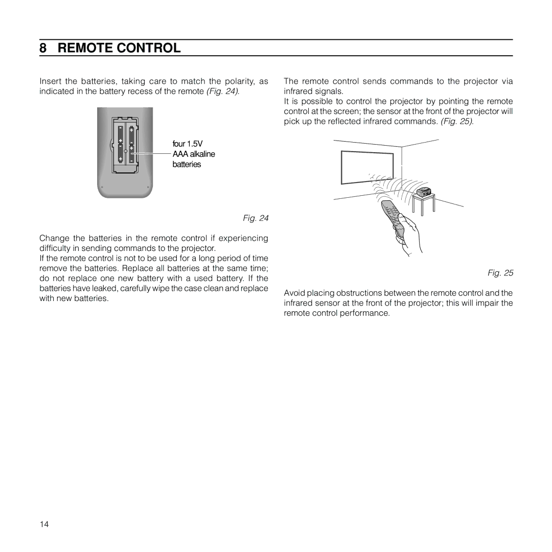 Meridian Audio FDP-DLPHD20 installation manual Remote Control, Batteries 