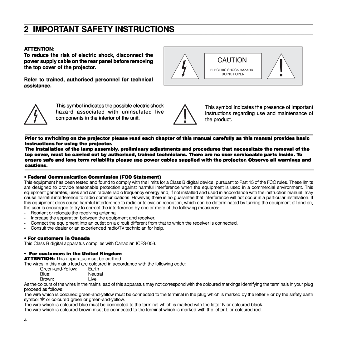 Meridian Audio FDP-DLPHD20 Important Safety Instructions, Refer to trained, authorised personnel for technical assistance 