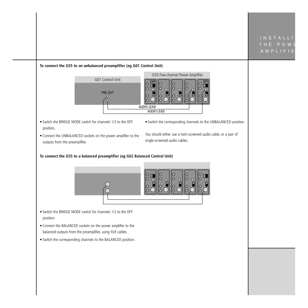 Meridian Audio G Series manual G55 Five-channel Power Amplifier G01 Control Unit 