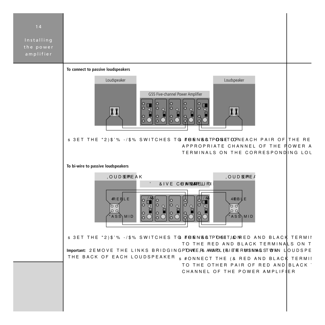 Meridian Audio G Series Loudspeaker, To connect to passive loudspeakers, Set the Bridge Mode switches to the OFF position 