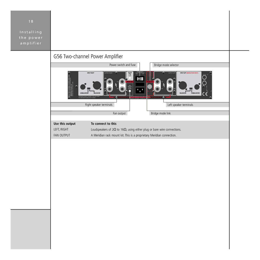 Meridian Audio G Series manual LEFT, Right 