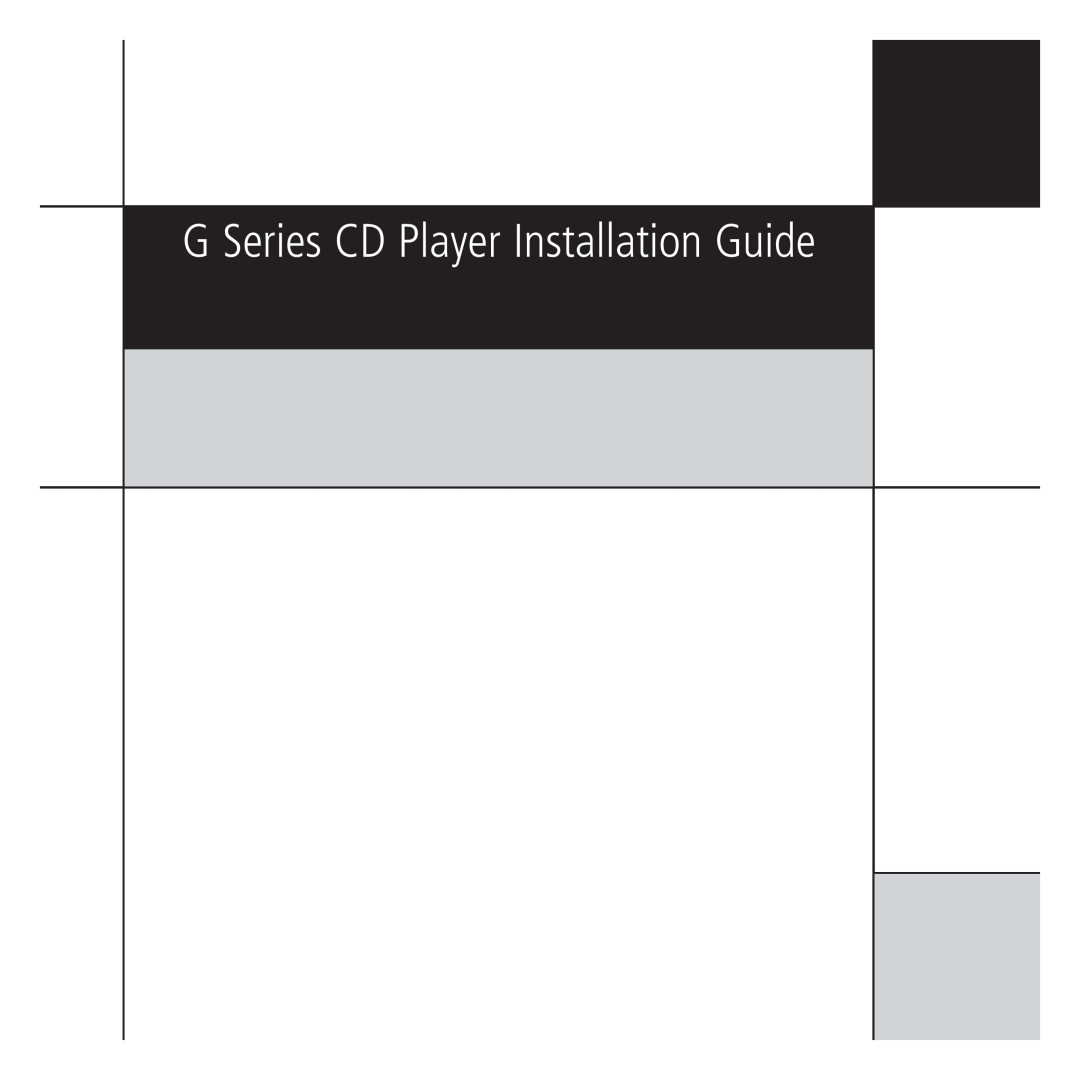 Meridian Audio manual G Series CD Player Installation Guide 