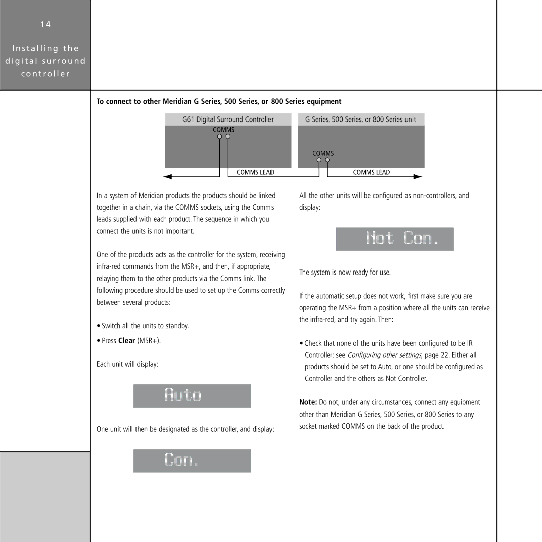 Meridian Audio G61 manual Auto 