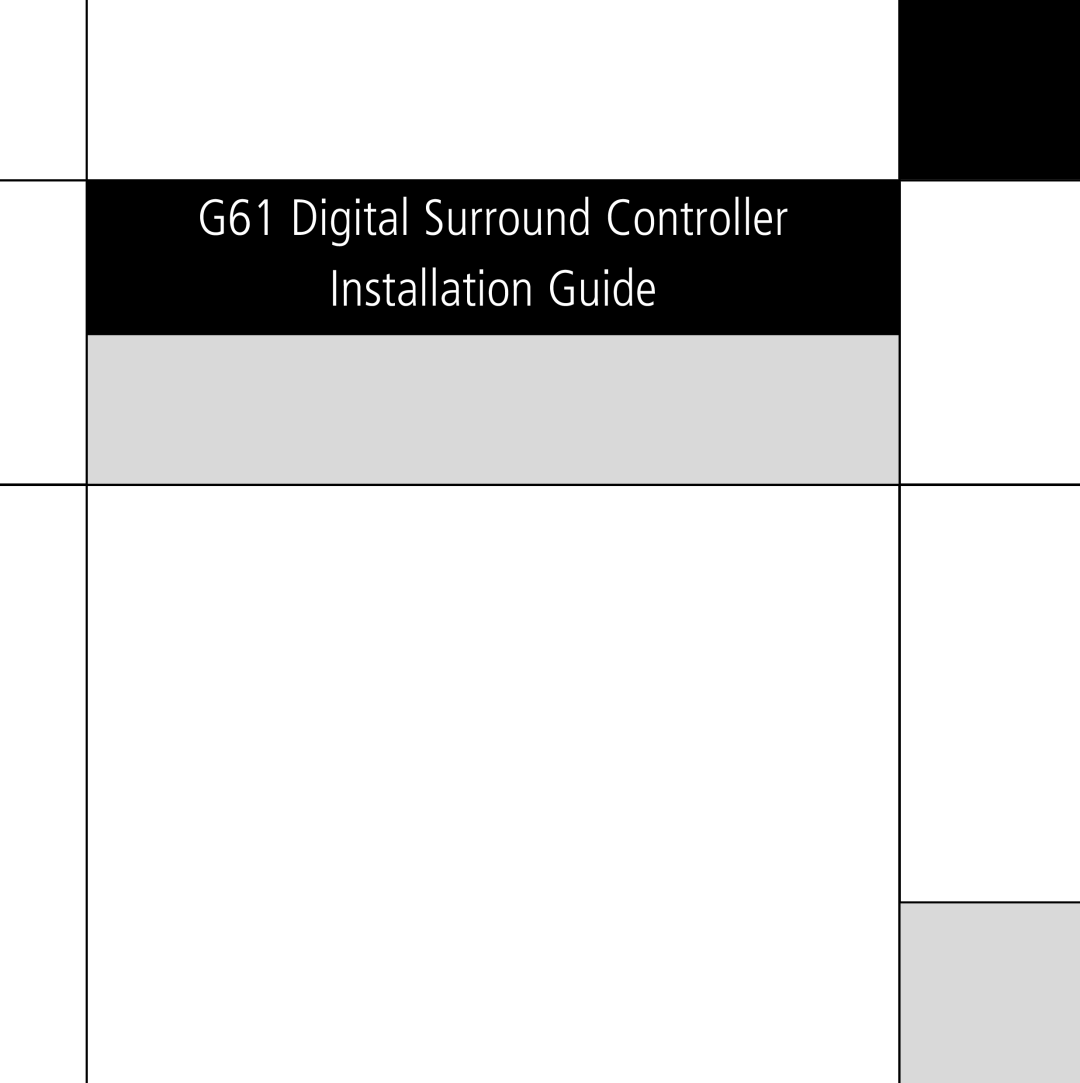 Meridian Audio manual G61 Digital Surround Controller, Installation Guide 