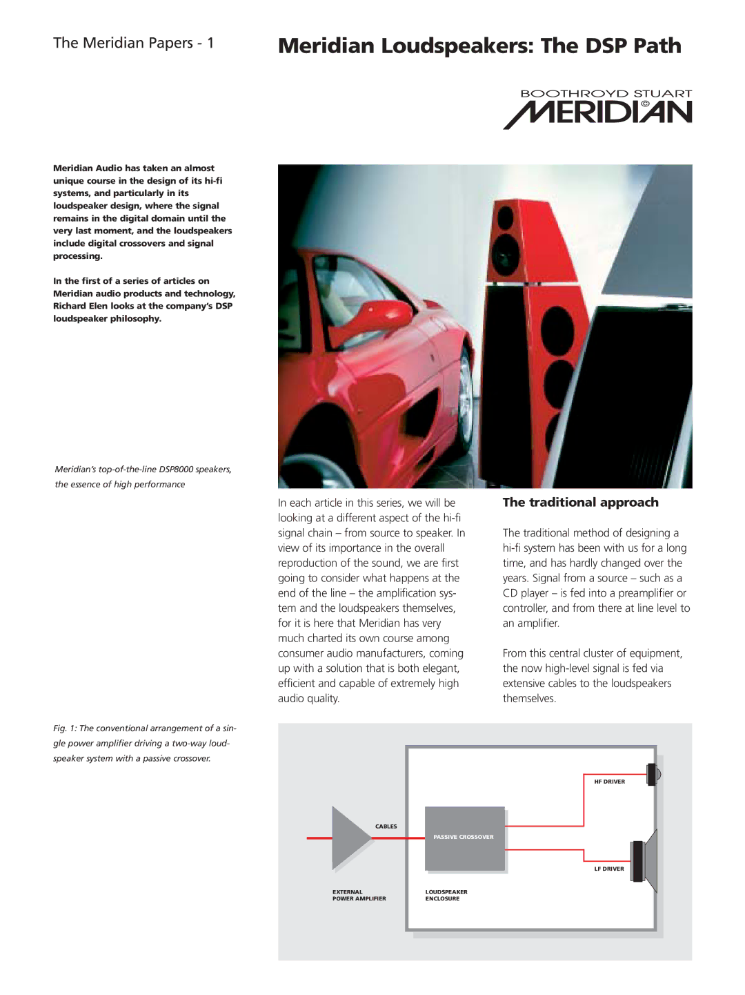 Meridian Audio Speaker manual Meridian Loudspeakers The DSP Path, Traditional approach 