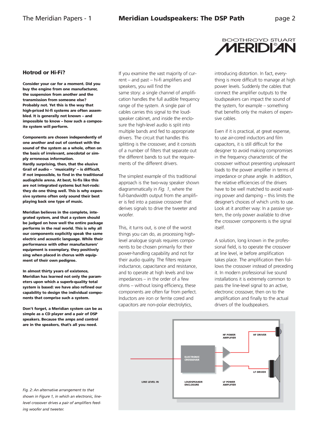 Meridian Audio Speaker manual Meridian Loudspeakers The DSP Path, Hotrod or Hi-Fi? 